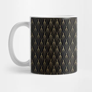 Black and Gold Foil Vintage Fan Art Deco Pattern Mug